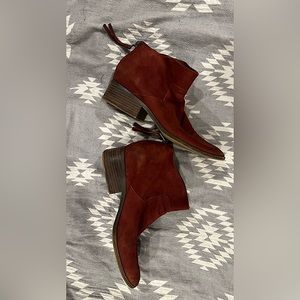 Luck Brand Suede Ankle Booties with Zipper